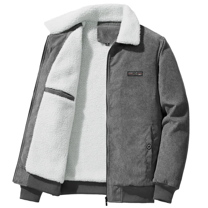 Henry - Manteau Côtelé d'Hiver Homme Doublé en Polaire avec Col Montant