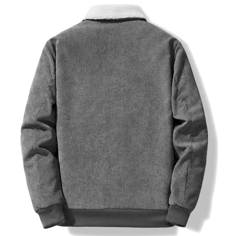 Henry - Manteau Côtelé d'Hiver Homme Doublé en Polaire avec Col Montant