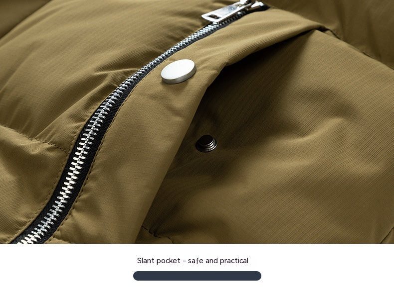 John - Veste d'hiver en coton pour homme avec col montant - Chaude et doublée, grande taille