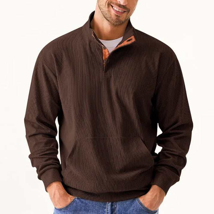 Kaym - Sweatshirt Homme à Col Montant et Manches Longues avec Poches