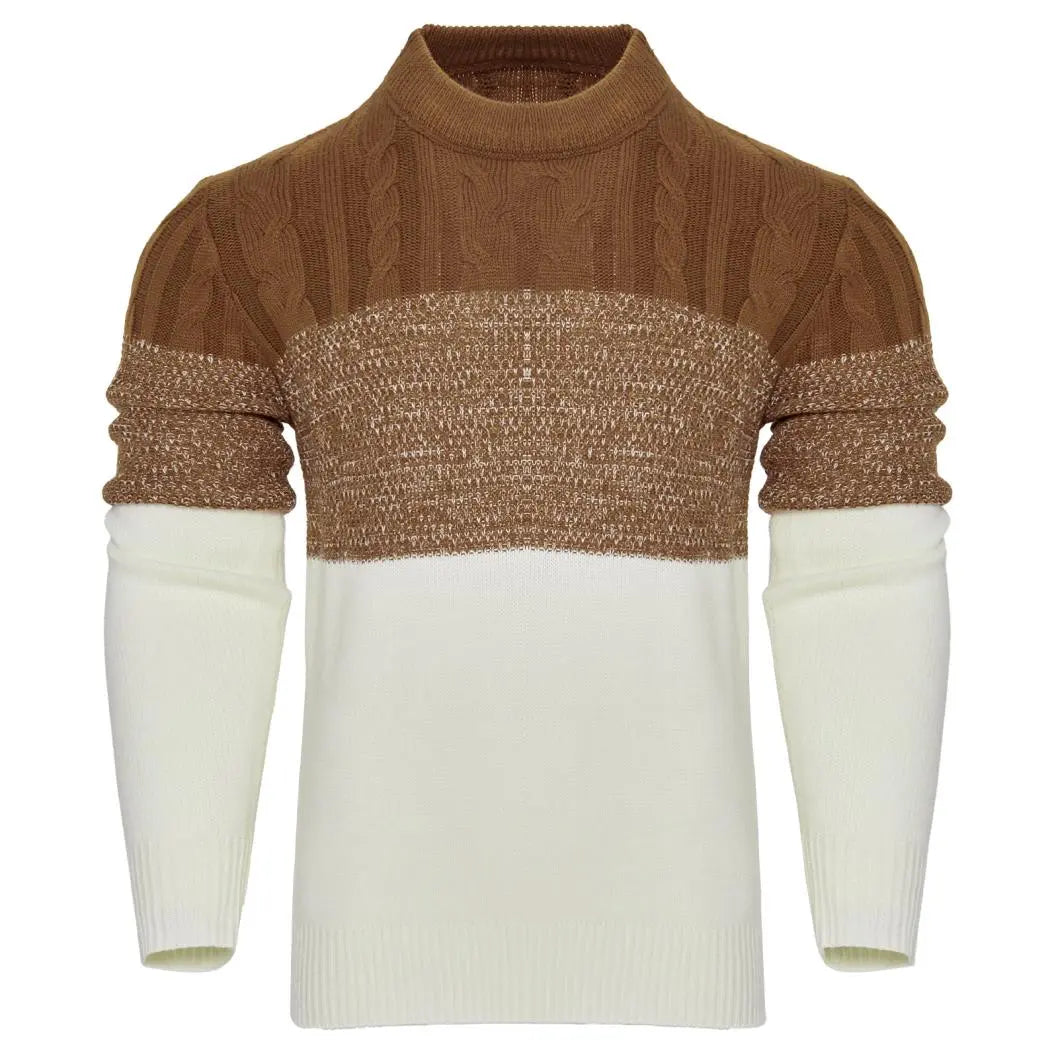Giam - Pull Décontracté Homme à Manches Longues Tricot à Blocs de Couleur