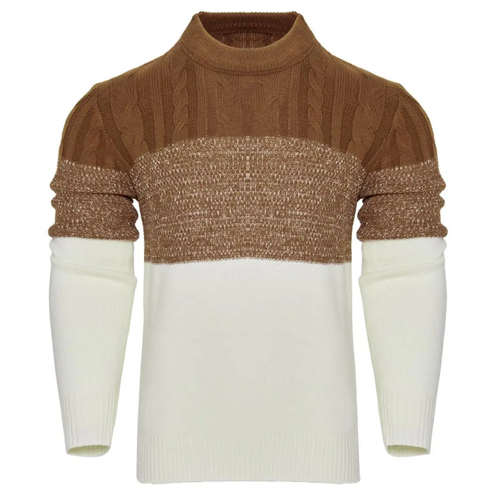 Giam - Pull Décontracté Homme à Manches Longues Tricot à Blocs de Couleur