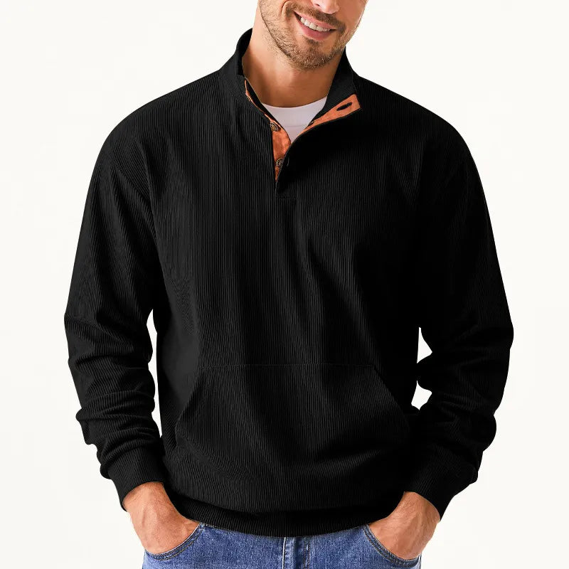 Kaym - Sweatshirt Homme à Col Montant et Manches Longues avec Poches