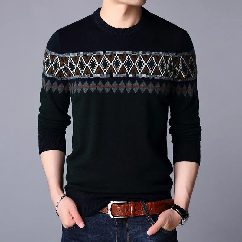 Thomas - Pull Tricoté Homme Col Rond à Blocs de Couleur