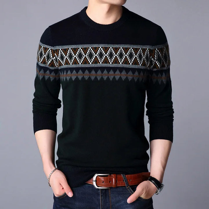 Thomas - Pull Tricoté Homme Col Rond à Blocs de Couleur