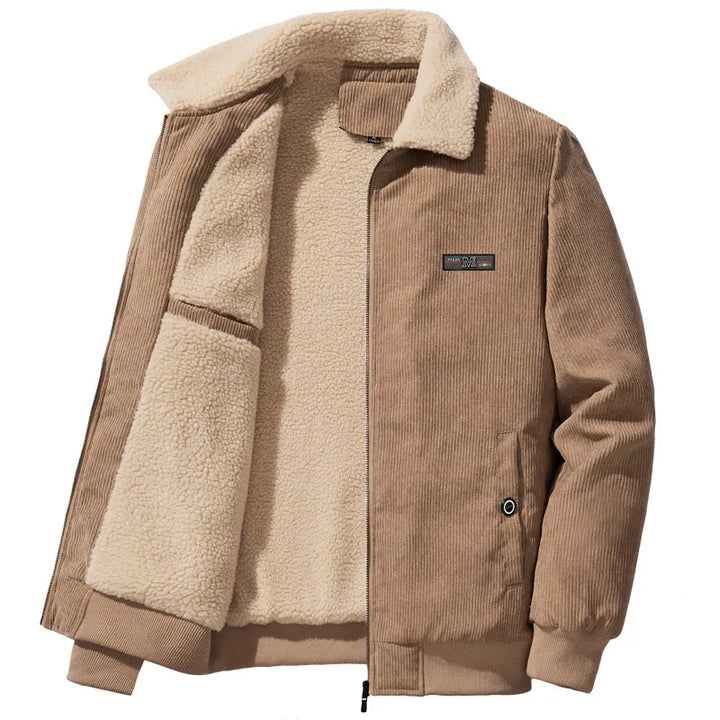 Henry - Manteau Côtelé d'Hiver Homme Doublé en Polaire avec Col Montant