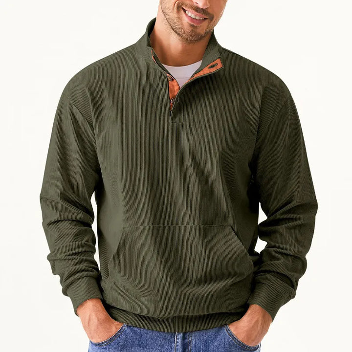 Kaym - Sweatshirt Homme à Col Montant et Manches Longues avec Poches