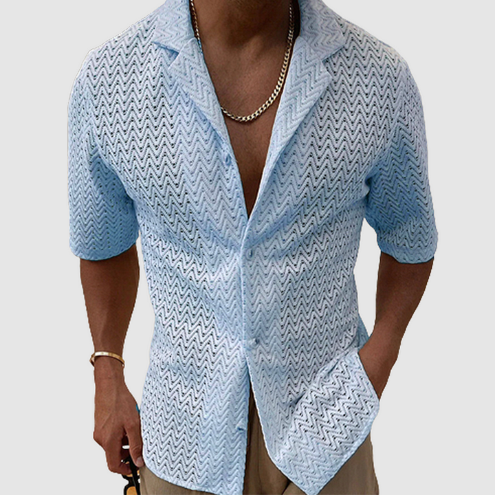 Aaron - Chemise tricotée de couleur unie