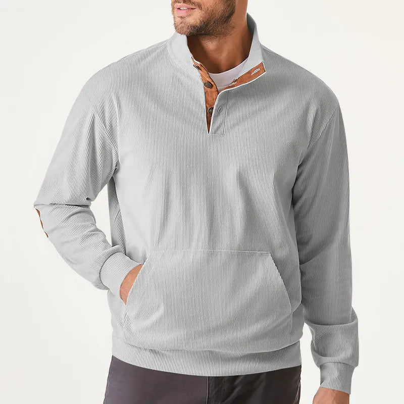 Kaym - Sweatshirt Homme à Col Montant et Manches Longues avec Poches