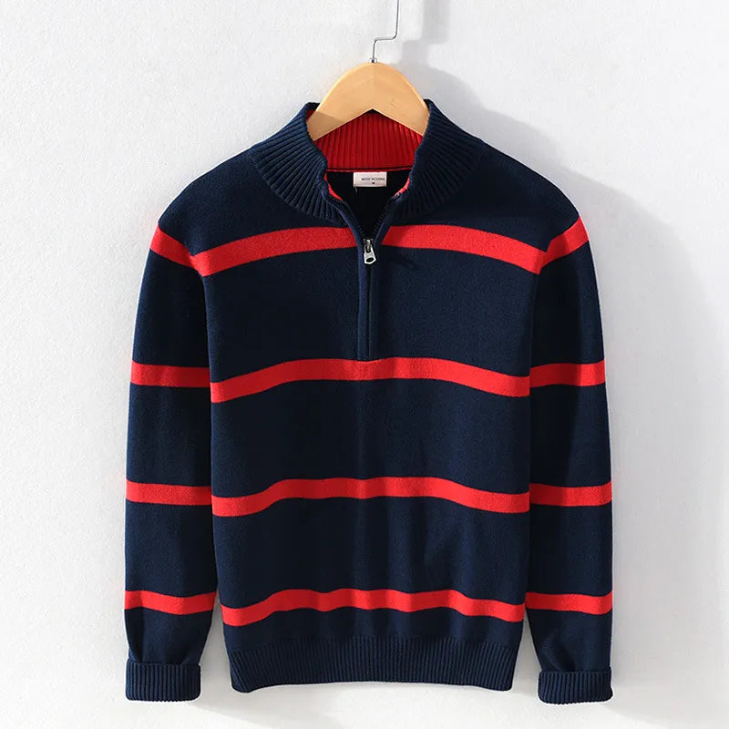 Luc - Pull Homme Col Roulé Décontracté à Demi-Zip
