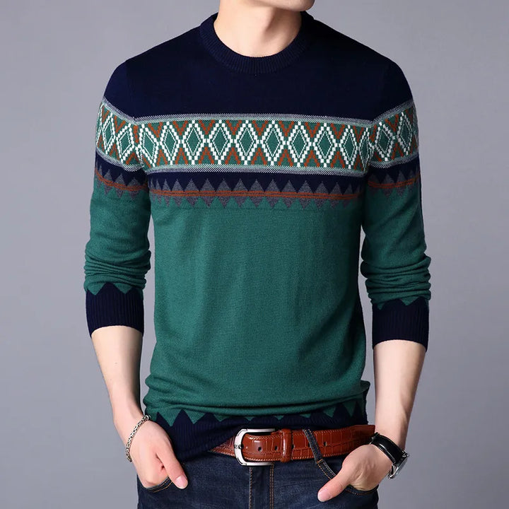 Thomas - Pull Tricoté Homme Col Rond à Blocs de Couleur