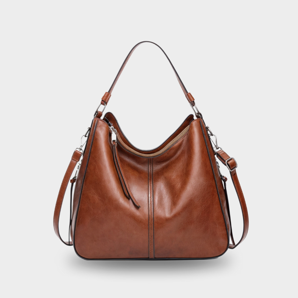 Grand sac hobo pour femme avec fermeture éclair et bandoulière réglable - Leonor