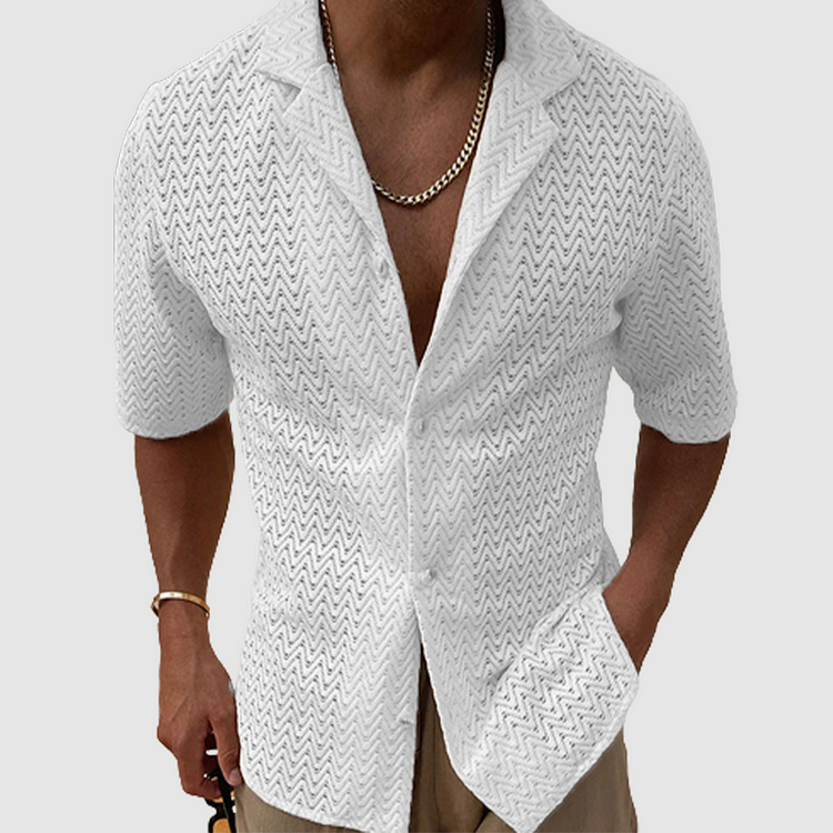 Aaron - Chemise tricotée de couleur unie