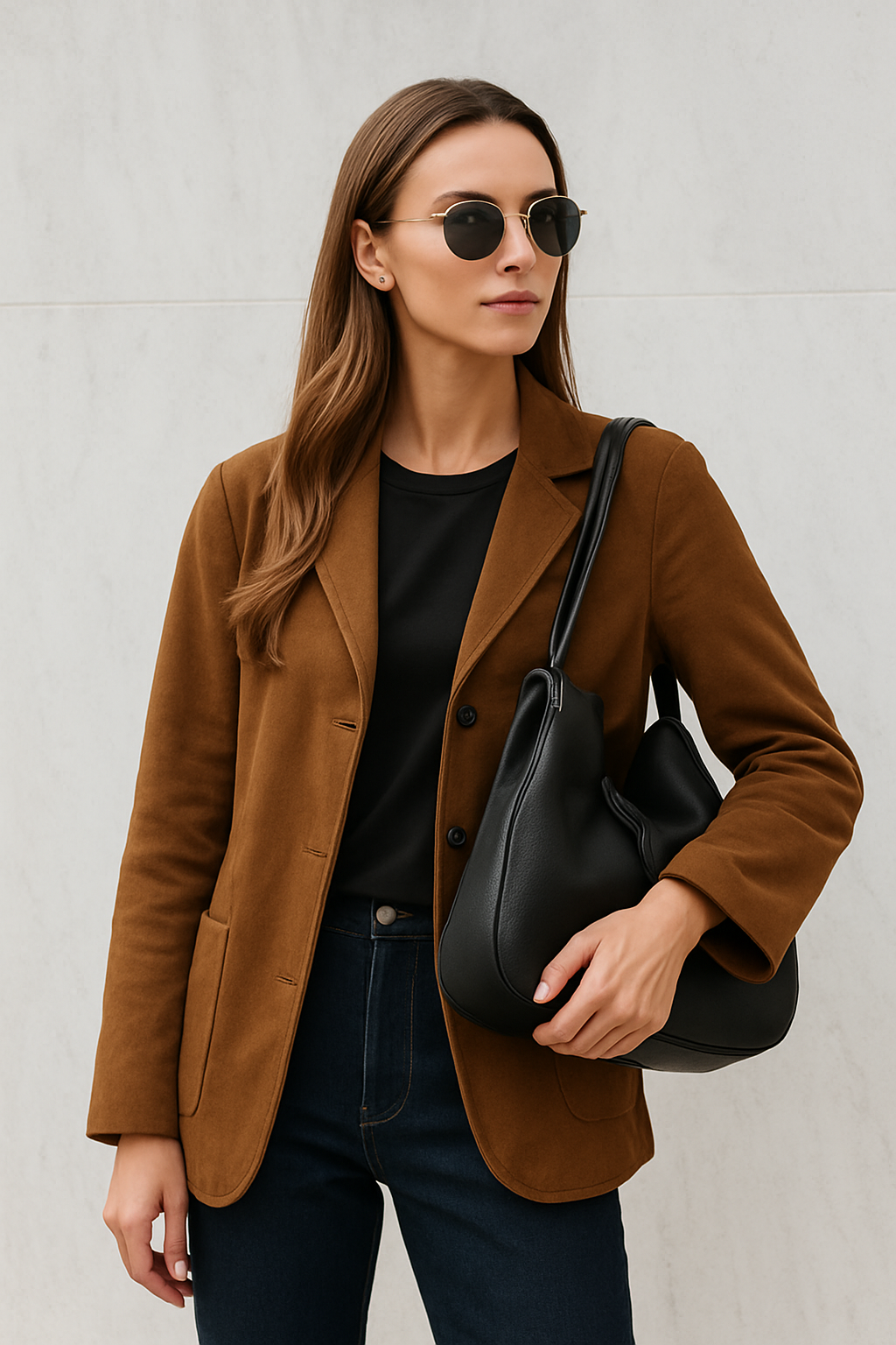 Blazer vintage à manches régulières et boutons - Keyla