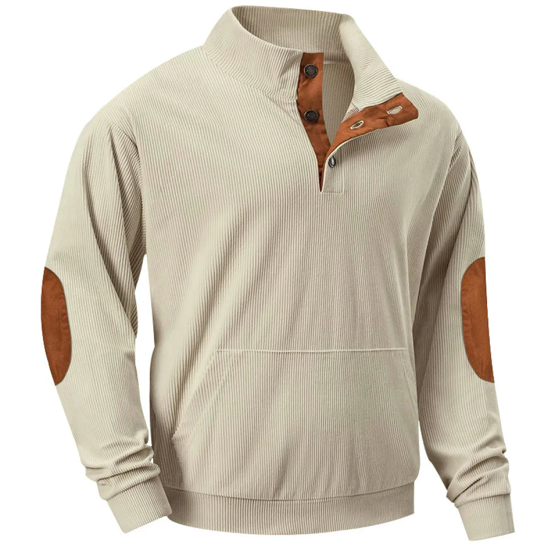 Kaym - Sweatshirt Homme à Col Montant et Manches Longues avec Poches