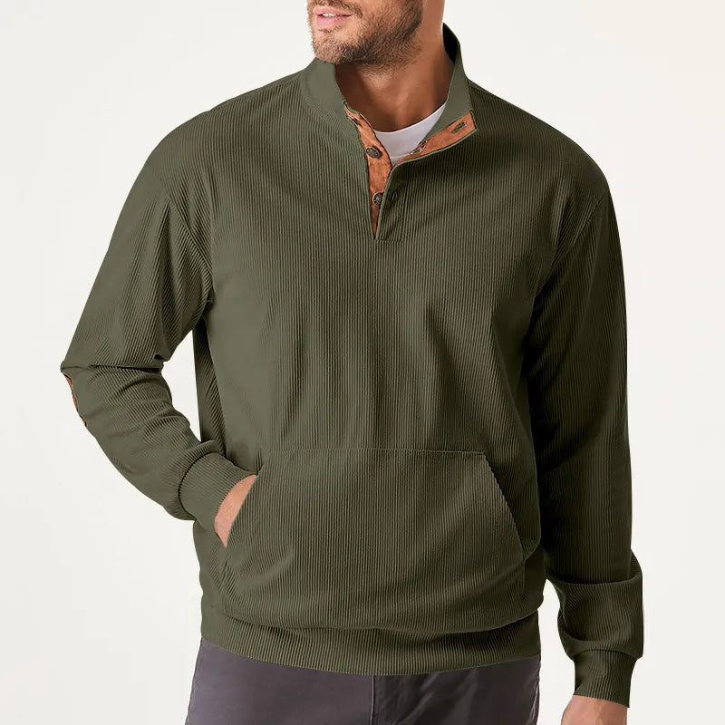 Kaym - Sweatshirt Homme à Col Montant et Manches Longues avec Poches