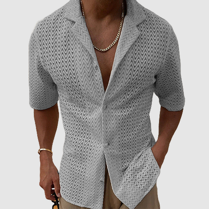 Aaron - Chemise tricotée de couleur unie