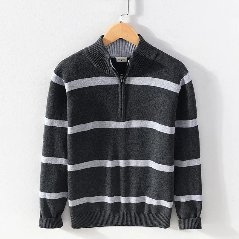 Luc - Pull Homme Col Roulé Décontracté à Demi-Zip
