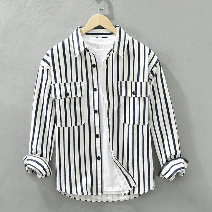 Chemise en coton rayé de style décontracté pour hommes - Damien
