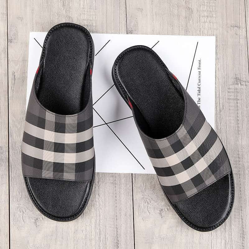 Sandales à carreaux décontractées pour hommes avec design antidérapant - Bruno