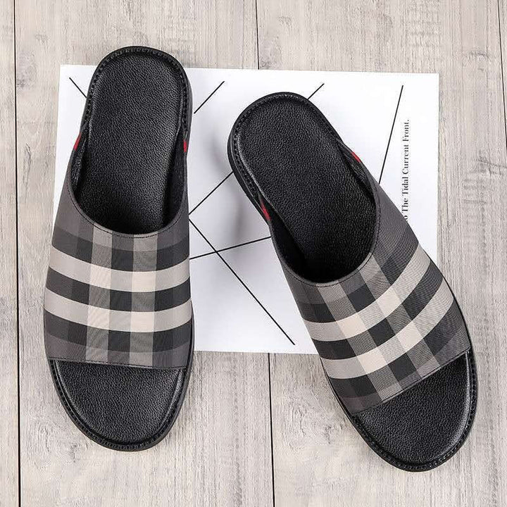 Sandales à carreaux décontractées pour hommes avec design antidérapant - Bruno