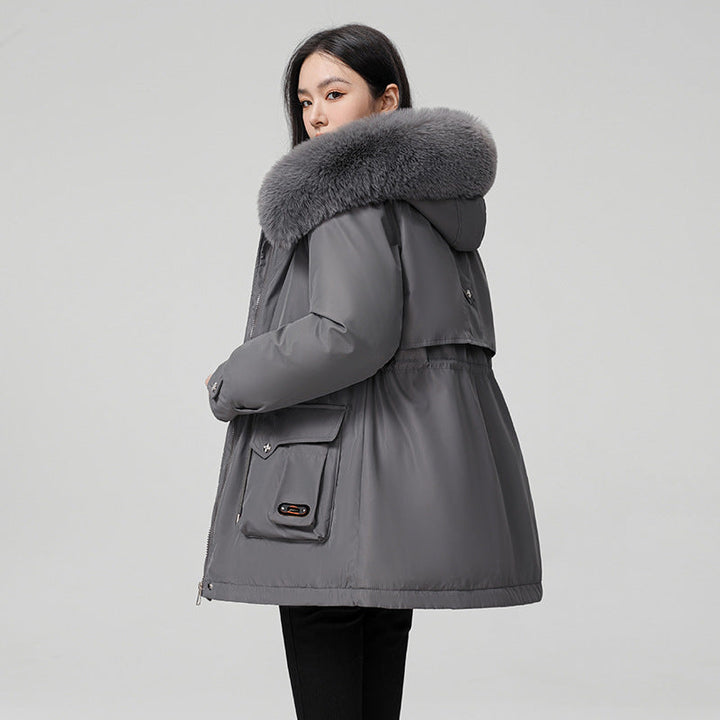 Manteau matelassé pour femme avec col en fourrure synthétique - Mirela