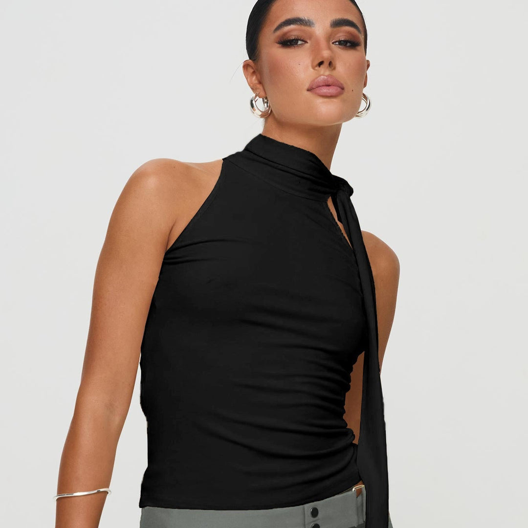 Top sans manches à dos nu avec nœud asymétrique pour femme - Natalia