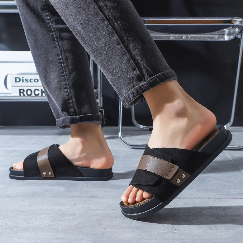 Sandales en cuir synthétique pour hommes, design croisé et confortable - Mateo