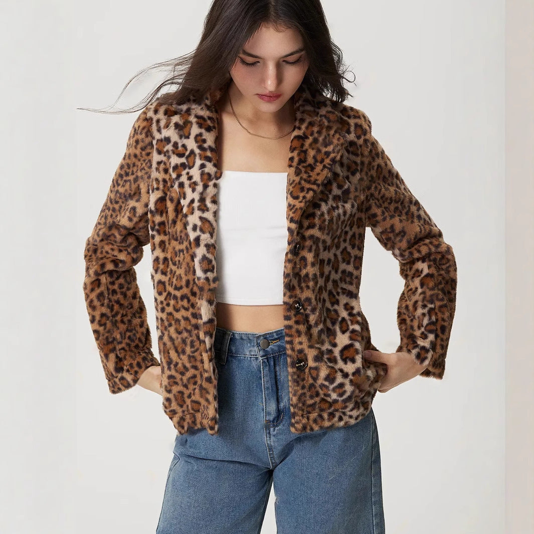 Manteau à revers léopard - Mireille