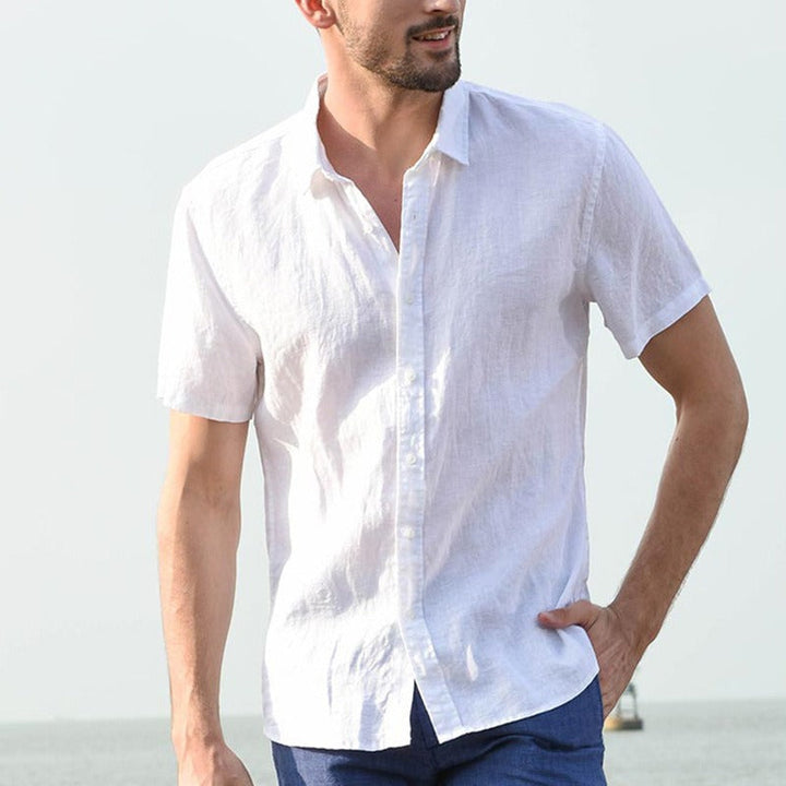 Chemise en lin pour homme, manches courtes, style décontracté - Ivan