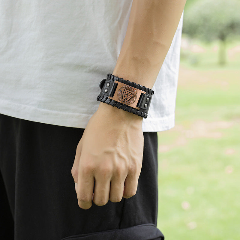 Bracelet cuir viking homme - Leif