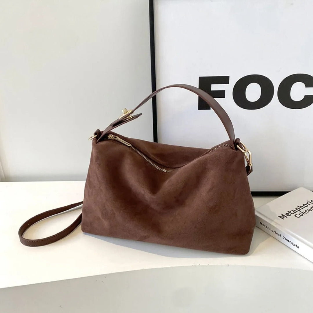 Sac à bandoulière en daim souple de style rétro pour femmes - Maëlle