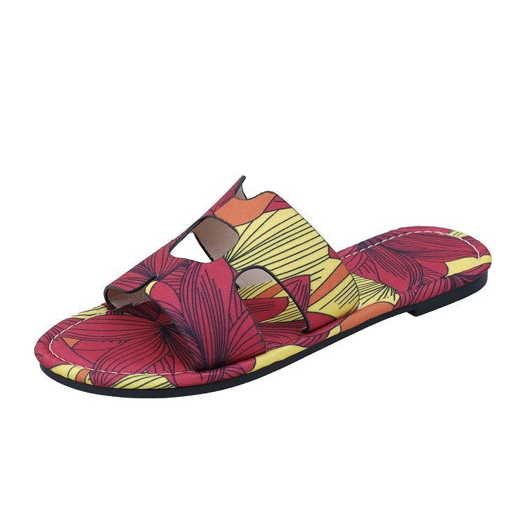 Sandales plates pour femmes au design tropical multicolore - Kaia