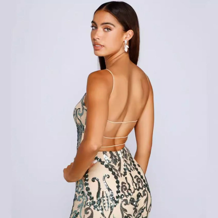 Robe de soirée pour femme avec effet brodé de paillettes - Kalea