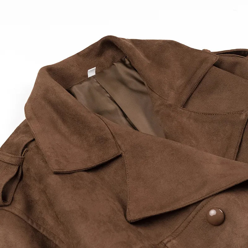 Trench-coat double boutonnage à revers en velours - Alana