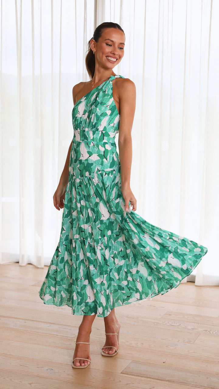 Cory - Robe à une épaule à imprimé floral