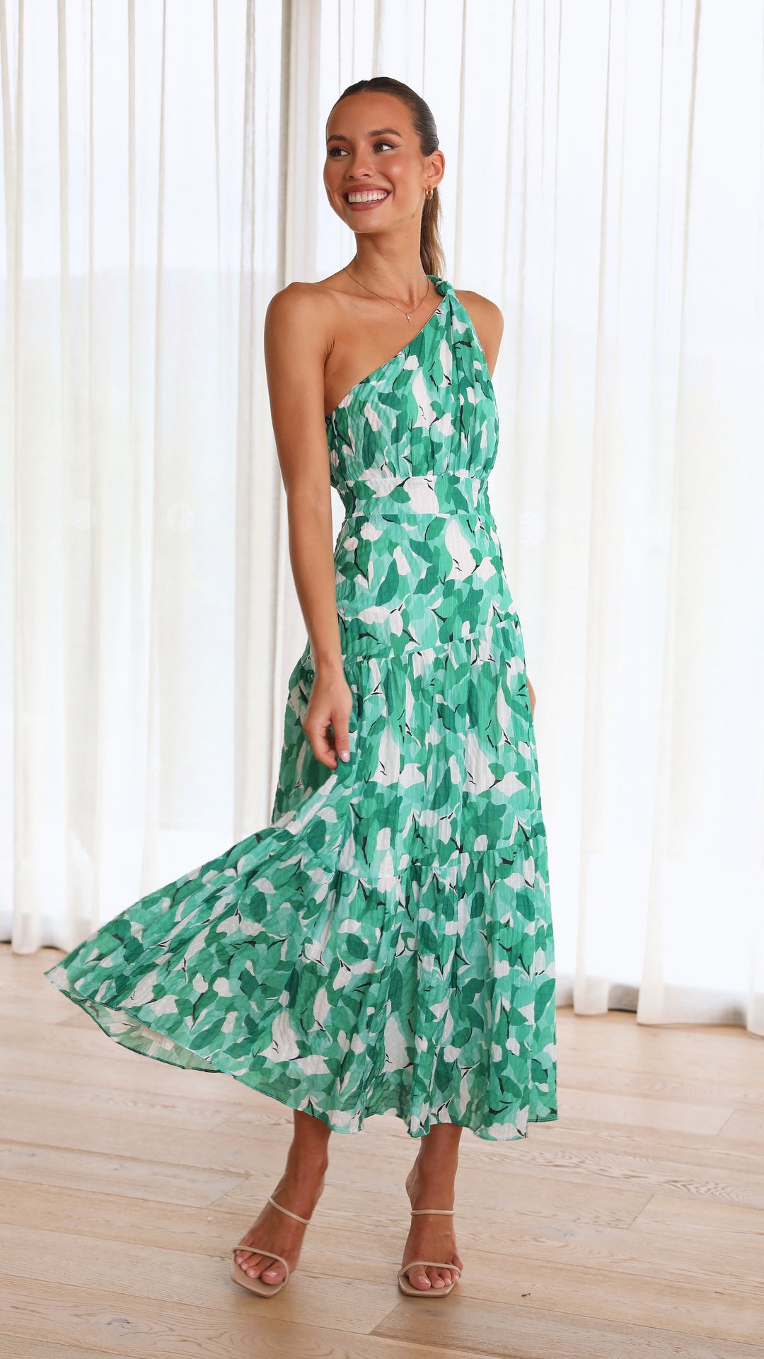 Cory - Robe à une épaule à imprimé floral