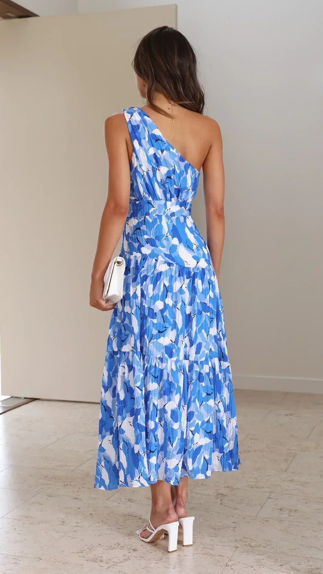 Cory - Robe à une épaule à imprimé floral