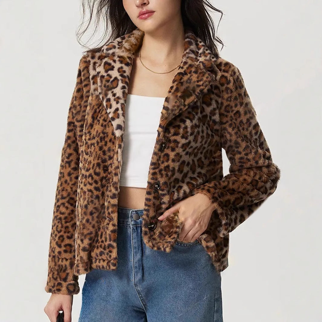 Manteau à revers léopard - Mireille