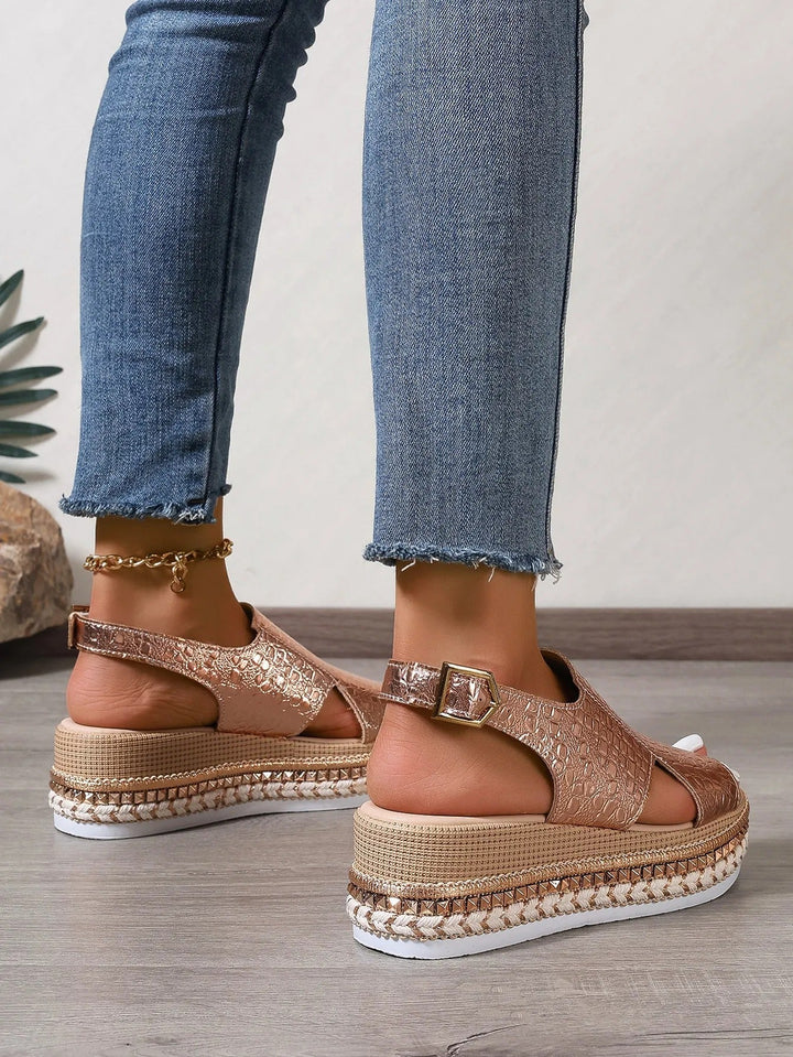 Sandales à plateforme pour femmes avec texture gaufrée style décontracté - Julieta