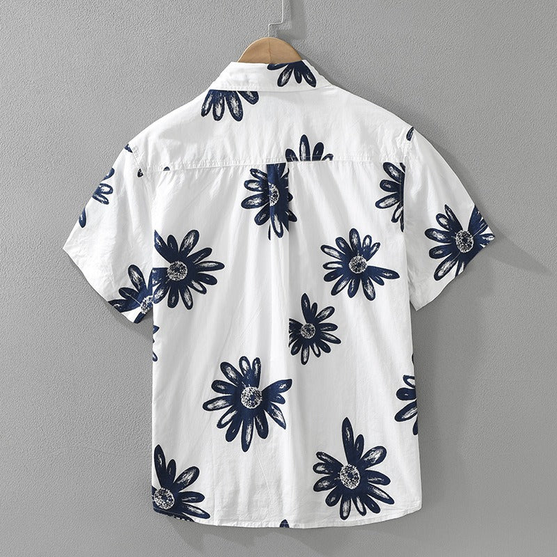 Chemise décontractée en coton imprimé floral à manches courtes pour hommes - Rodrigo