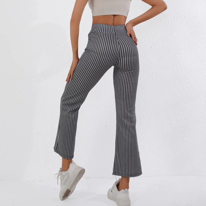 Pantalon évasé pour femme en tissu extensible avec imprimé classique - Renata