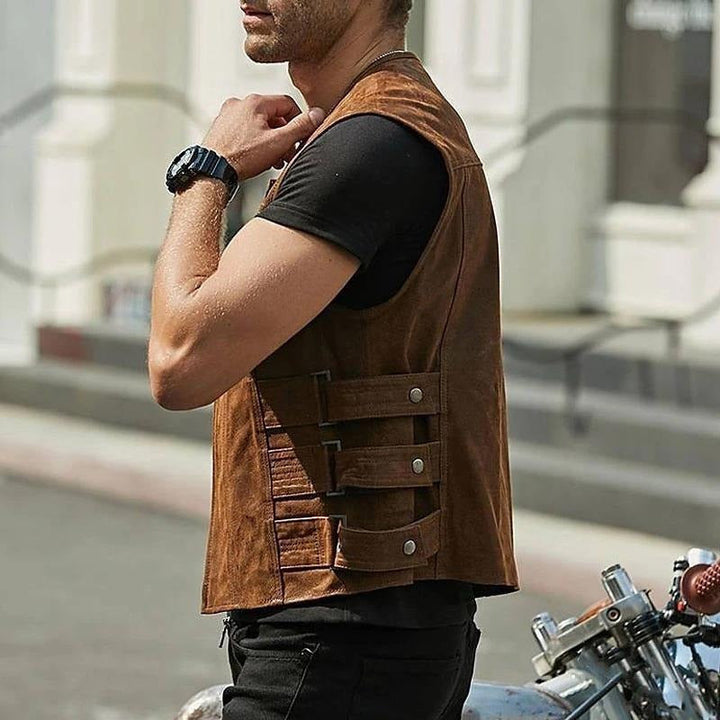 Gilet homme en cuir synthétique style biker - Ernesto