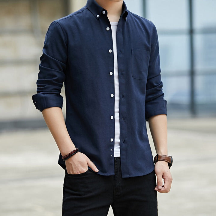 Chemise slim fit en coton pour hommes avec poche - Mauro