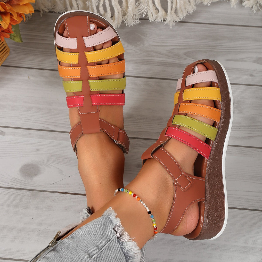 Sandales féminines décontractées multicolores à brides croisées et semelle confortable - Nayeli