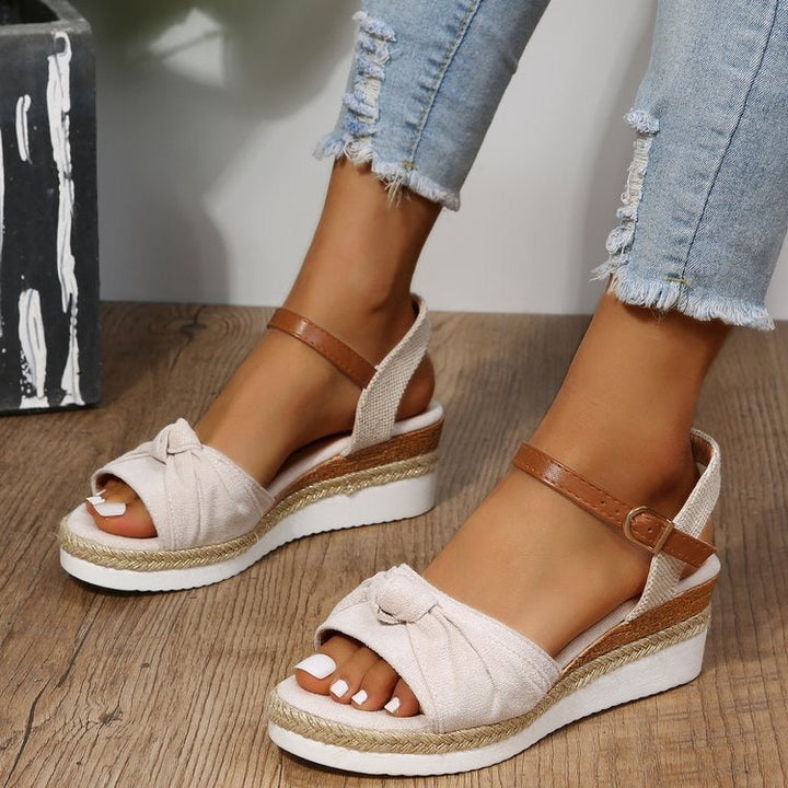 Sandales en toile pour femmes avec nœud de style plateforme décontracté - Beatriz