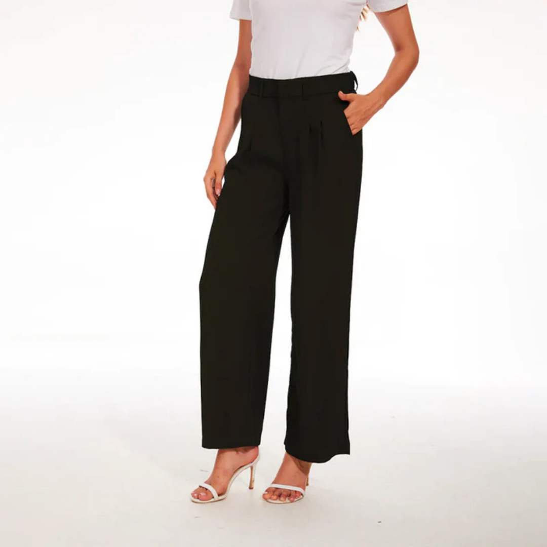 Pantalon décontracté pour femme - Côte haute - Jambe large