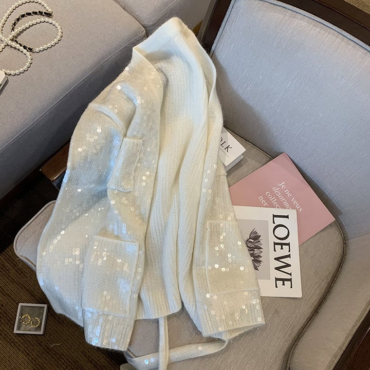 Cardigan à paillettes à effet lumineux pour femme - Leyla