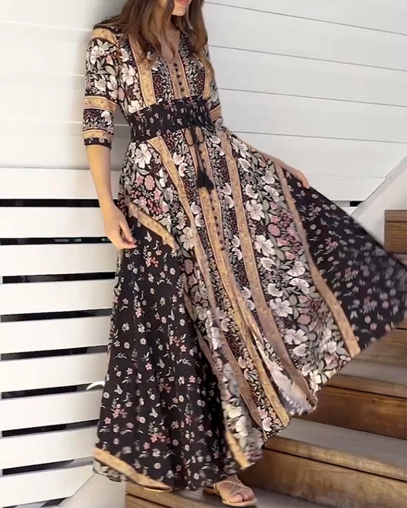 Beatrix - Robe de style rétro élégant avec des fleurs