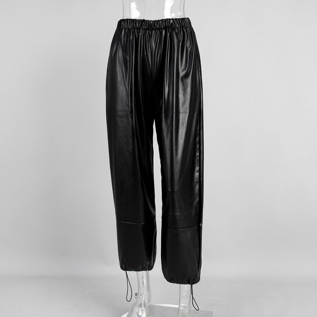Pantalon effet cuir pour femme avec ourlet à lacets - Eirenne